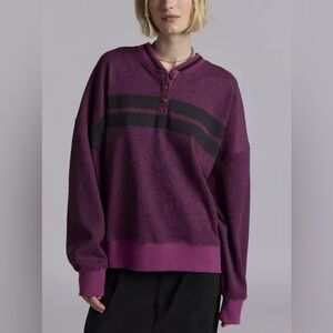 NWOT UO Cameron Striped Thermal Long Sleeve Henley Top